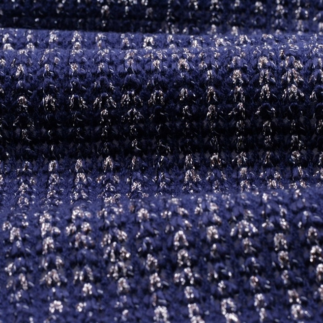 CRE 029 탐나요 반짝이는 메타릭 실버 니트 패브릭 겨울 원단 천, 1개, 네이비