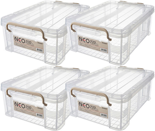 코멕스 국내생산 네오박스 리빙박스, 4개, 베이지