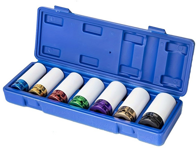 7pcs1 드라이브 보호기 충격 소켓 얇은 깊은 세트 내구성 플라스틱 슬리브 러그 너트, 7pcs, 1개