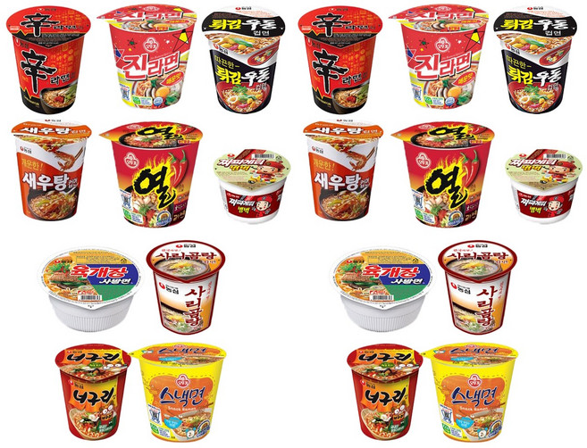 [햇살마중] 소컵라면 10종 ( 신라면+진라면 매운맛+튀김우동+새우탕+열라면+짜파게티 범벅+육개장 사발면+사리곰탕+너구리 매운맛+스낵면 ) 각 2개씩, 1세트