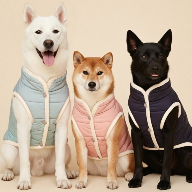 강아지옷 중형견 대형견 경량 패딩 조끼 AK, 1개, 핑크