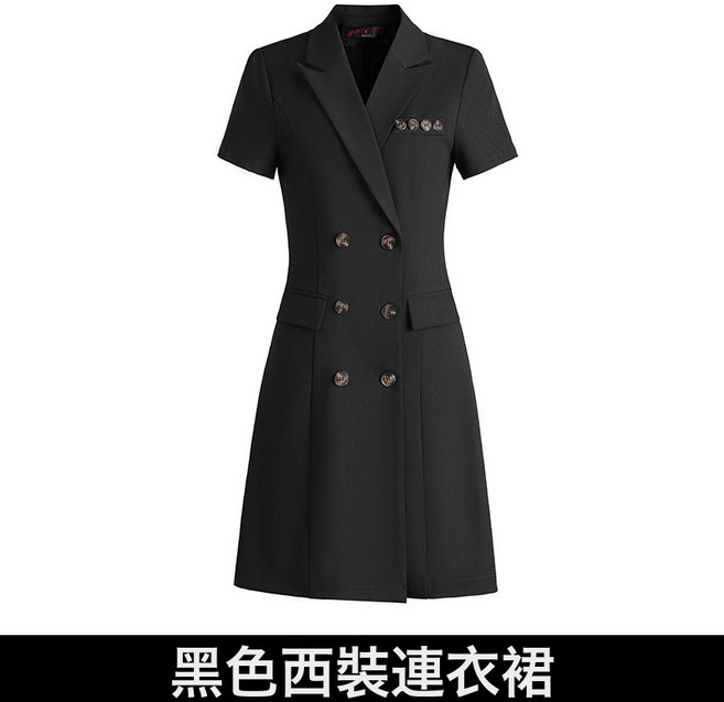 西裝連衣裙夏季女裝2024新款輕熟風職業裝高端氣質女神範黑色裙子