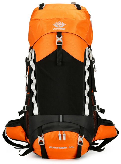 HTYVC 등산가방 60L 대용량 방수 스포츠 배낭 백팩 트래킹 캠핑 아웃도어 남녀 등산 가방 + 방수커버*1, Orange