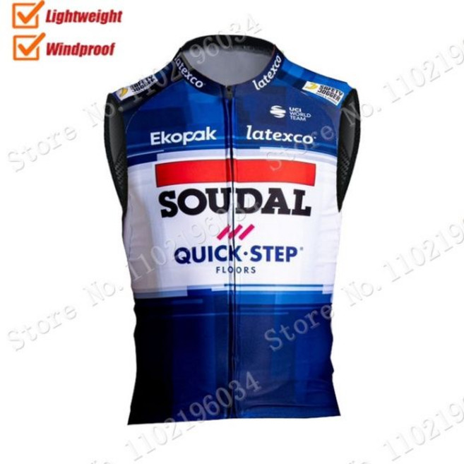 등산티셔츠 Soudal 퀵 스텝 팀 윈드 조끼 다크 블루 벨기에 방풍 경량 레이스 로드 사이클링 저지 민소매 질렛 MTB