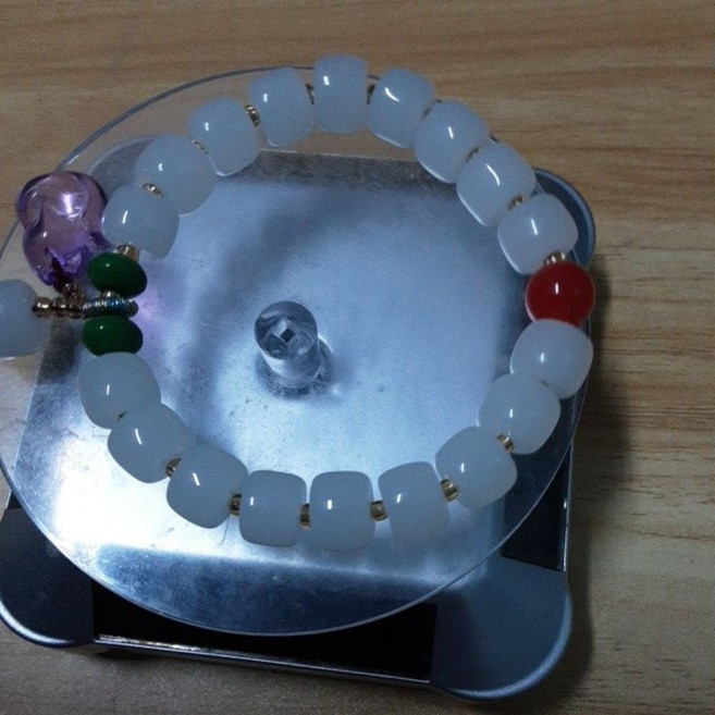 10mm 羊脂白玉老形珠設計款手串