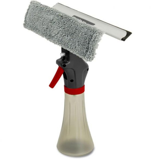 Libman 3-in-1 윈도우 스퀴지 스프레이 도구 - 마이크로파이버 스크러버와 고무 블레이드가 포함된 스프레이 병 - 올인원 유리 클리너 - 스트릭 프리 샤인 - 세탁기 사