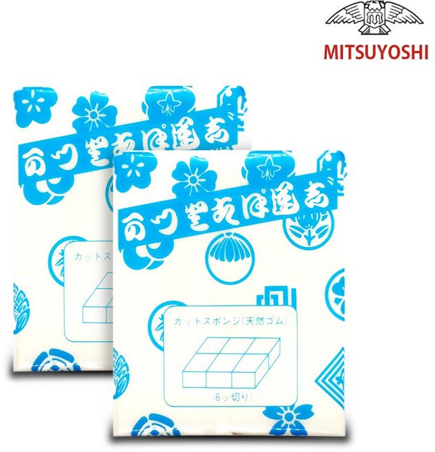 미쯔요시 정품 천연 라텍스 스펀지, 6절, 2개, 화이트