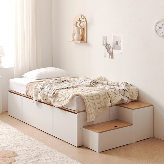 플렌티 수납침대S 도어형 SET, 화이트