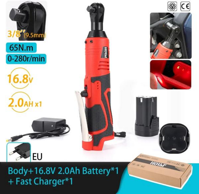 전동라쳇 18V 무선 전동 드라이버 렌치 3/8 인치 직각 래칫 임팩트 드릴 제거 나사 너트 자동차 수리 도구, 1개, 1) 미국 - 1Battery 1Charger