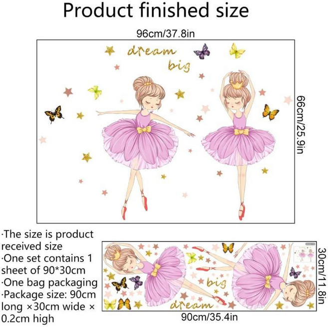 귀여운 나비 소녀 꽃 거실 장식 스티커 방 침실 배경 벽, [07] DE-08
