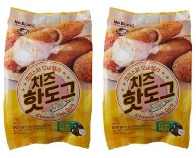 노브랜드 바삭 담백한 크리스피모짜렐라핫도그500g x2개 냉동 총1kg, 500g, 2개