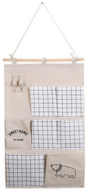 패브릭 벽걸이 포켓 7칸, 베이지, 1개