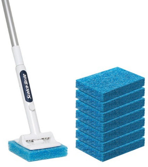 [2입더총8입][3M]크린스틱 뉴올인원 욕실청소용 롱핸들+리필 6입, 없음, 1개