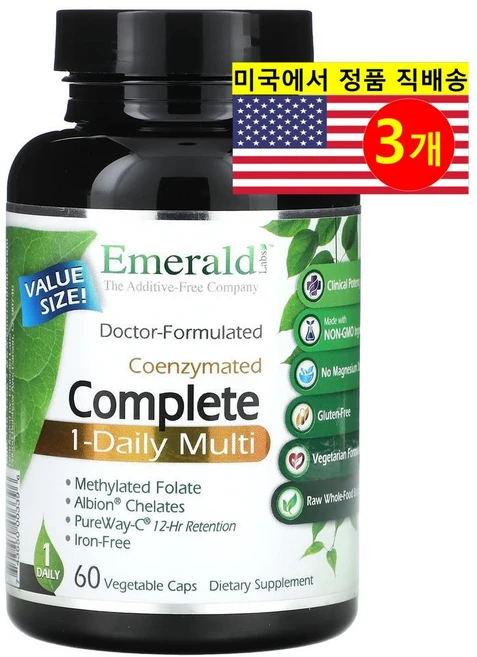 ProHealth Longevity 코엔자이메티드 컴플리트 원-데일리 멀티비타민 CoEnzymated Complete 1-Daily Multi, 3개, 60정 - 쿠팡