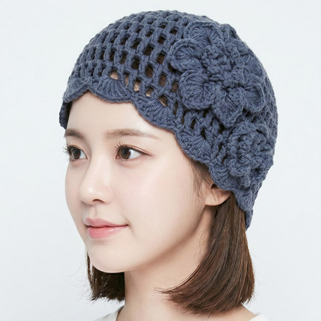 비니 뜨개 트윈 플라워 크로세 여름 여성모자 두건 손뜨개 벙거지 크로세