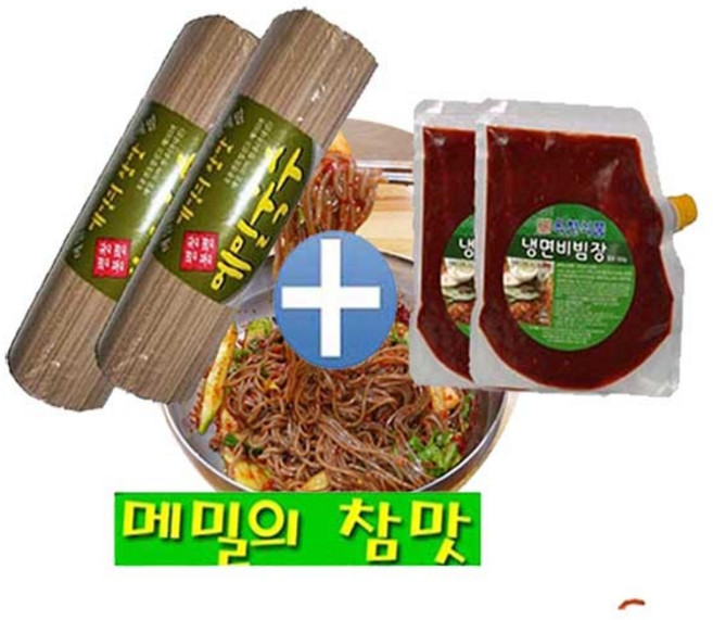 봉평 메밀 막국수1kgx2개+비빔장500gx2봉 (비빔막국수10인분)
