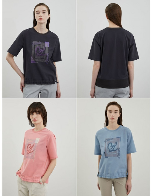 올리비아로렌 여성용 글리터 프린트 티셔츠 VOCAS4M4211