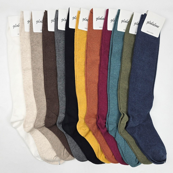 둥짱양말 컬러 무지 니삭스