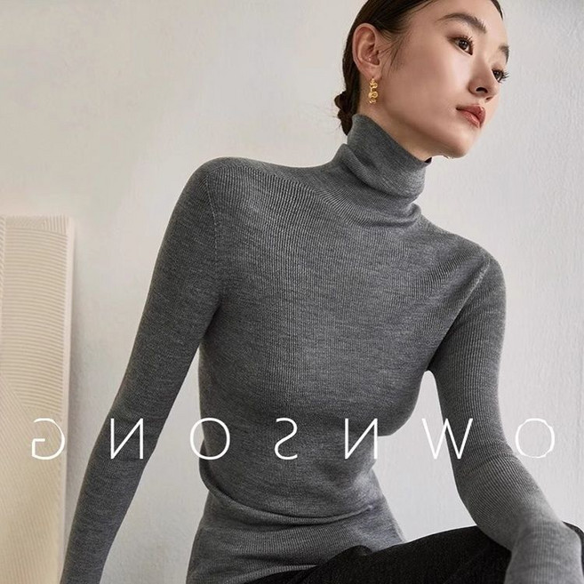 봄 가을 여성 목폴라티 프리미엄 터틀넥 니트 슬림핏 반목 간팔티 캐주얼 여자 얇은 긴팔 티셔츠 YJW