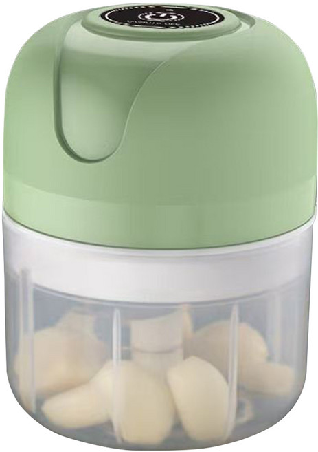 원터치 마늘 다지기 4in1 전동 무선 USB 충전식 만능 야채 고추 슬라이서, 1개, 녹색