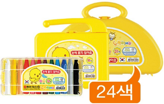 동아 크레용 노랑병아리 24색 유아크레파스무독성손에묻지않는 손에묻지않는크레파스