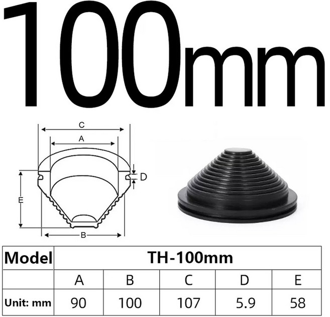 고무 타워형 보호 패드 플러그 씰링 그로밋 구멍 와이어 링의 스냅 코일 가드, [02] 2 피스, TH 100mm, 1개