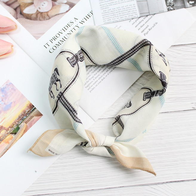 렌느 여성손수건 아사 가제 면 쁘띠 목손수건 플라워 꽃무늬 미니 쁘띠 스카프 선물