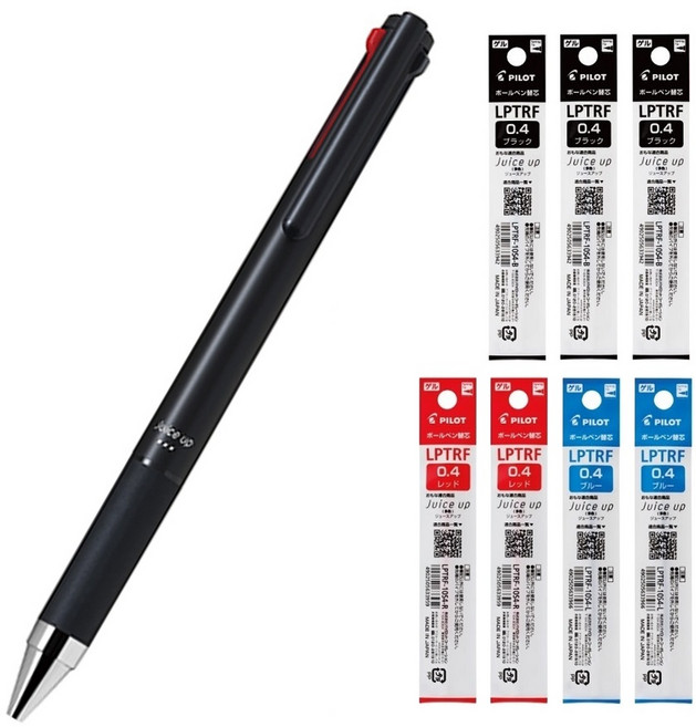 파이롯트 쥬스업 3색 다색펜 0.4mm, 0.4 블랙+리필 7개, 1세트