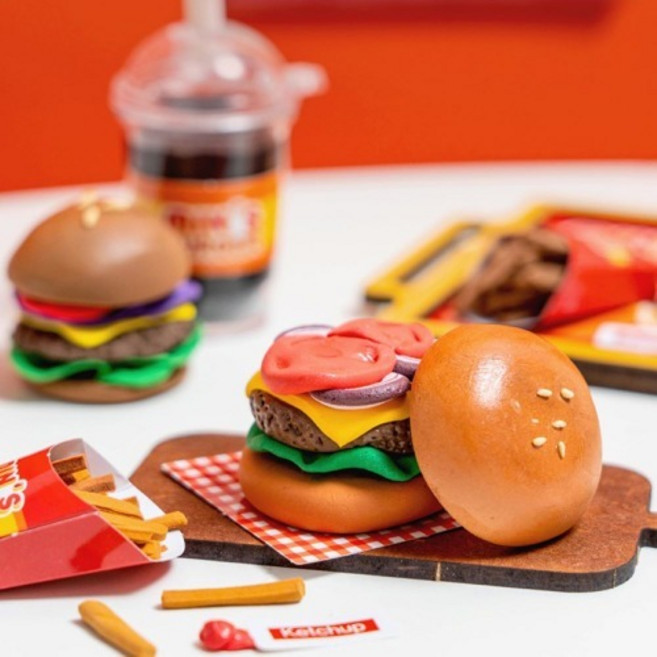 클레이 미니 햄버거세트 만들기 DIY 키트, 1개