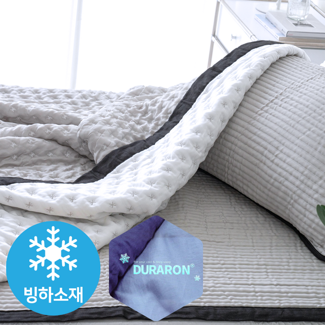 아이프리 휴비스 듀라론 냉감패드 침대 여름패드 고정밴드 퀸 쿨매트, 그레이