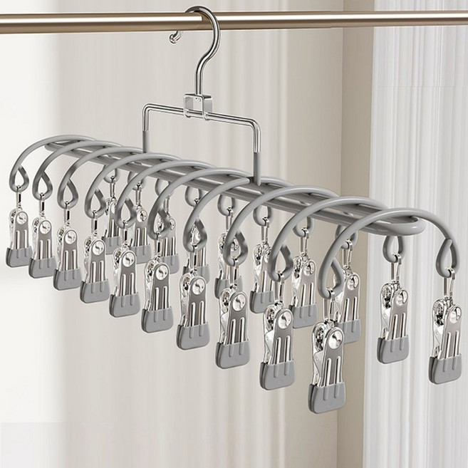 코코쥬 속옷 양말 다용도 스텐 빨래 집게건조대 20개클립, 그레이
