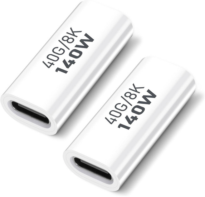 타입C 암-암 커플러 USB4.0 고속 연결잭 40Gbps 140W 고속충전 OTG 지원 iPhone15 PC 노트북 태블릿 스마트폰 등 모든 타입C 기기 호환, 2개, USB-C 암암 젠더