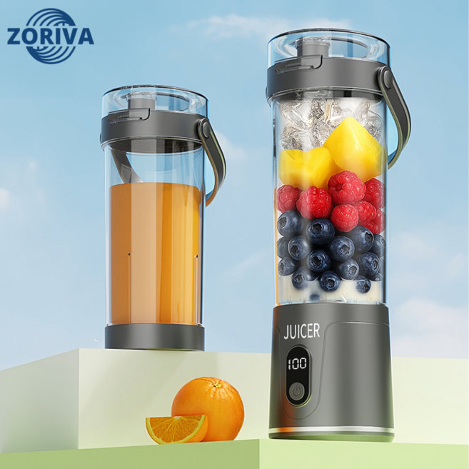 ZORIVA 무선 소형 휴대용 믹서기 600ml대용량 USB충전식 다기능 믹서기, 블랙-QQ