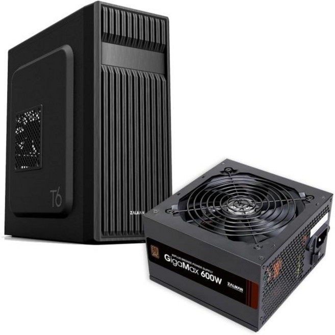 잘만 T6 ATX 미드 타워 PC 케이스 600W 80 플러스 브론즈 전원 공급 장치 PSU