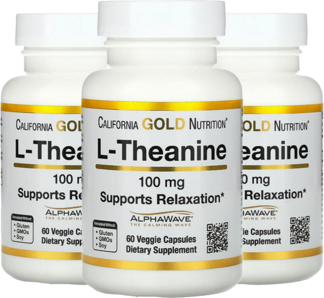 캘리포니아 골드 뉴트리션 CGN L-테아닌 100mg 60캡슐 3통, 60정, 3개