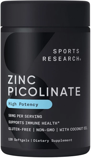스포츠리서치 아연 피콜리네이트 50mg 소프트젤, 1개, 120정 - 쿠팡