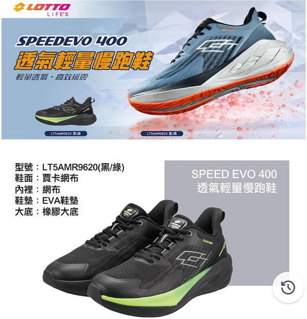 LOTTO SPEEDEVO 400 透氣輕量慢跑鞋