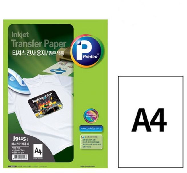 프린텍 AnyLabel T셔츠 전사용지 J9115 5매 밝은색, 5개