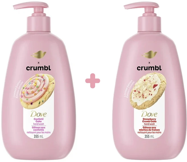 도브 크럼블 모이스처라이징 리퀴드 핸드워시 비누 335ml x 2개 세트 컨페티케이크 스트로베리크럼케이크 - 쿠팡