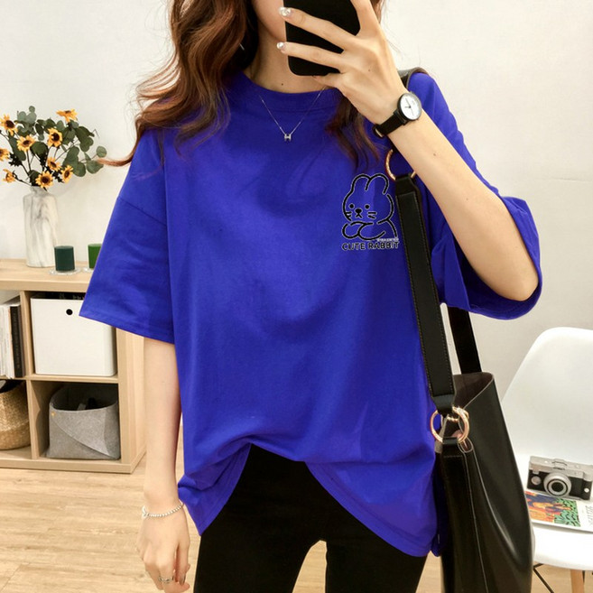 스타일아유 여성 루즈핏 썸머 캐릭터 프린트 200g 반팔 티셔츠 M~2XL 빅사이즈 자체제작 TS1935