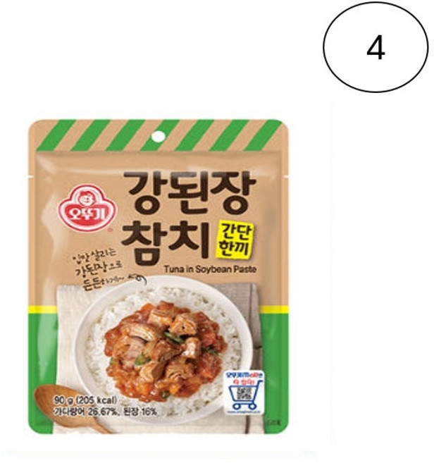 오뚜기 간단 한끼 강된장 참치, 90g, 4개
