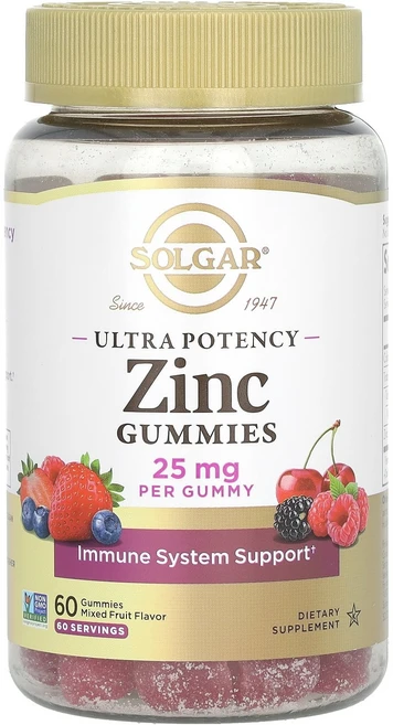 솔가 울트라포텐시 고함량 아연 구미젤리 비타민 혼합과일맛 25mg 구미젤리 60개, 1개 - 쿠팡