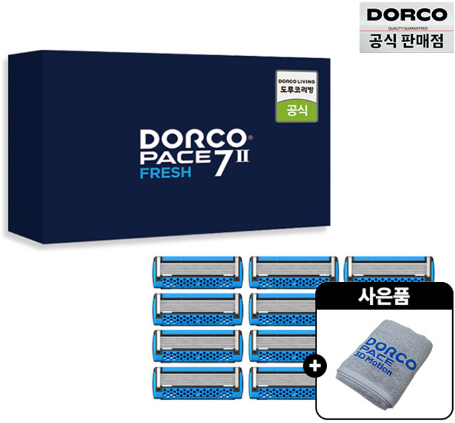 도루코 7중날 페이스7II 프레쉬 12입 면도날 세트(도루코 수건 포함), 1세트, 12개입