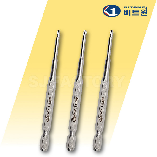 비트원 정밀 십자 PH1 임팩 단면 자석 드라이버 비트 3.0 x 100mm, 3개