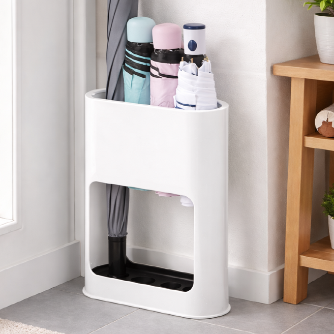 디모어 현관 스탠드 미니 우산꽂이, 1개, 화이트