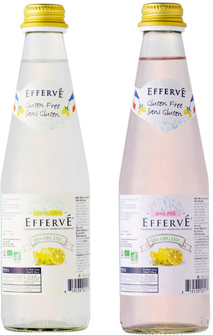 에페브 유기농 스파클링 2종 (레몬향+로즈핑크) 330ml x 24ea, 24개
