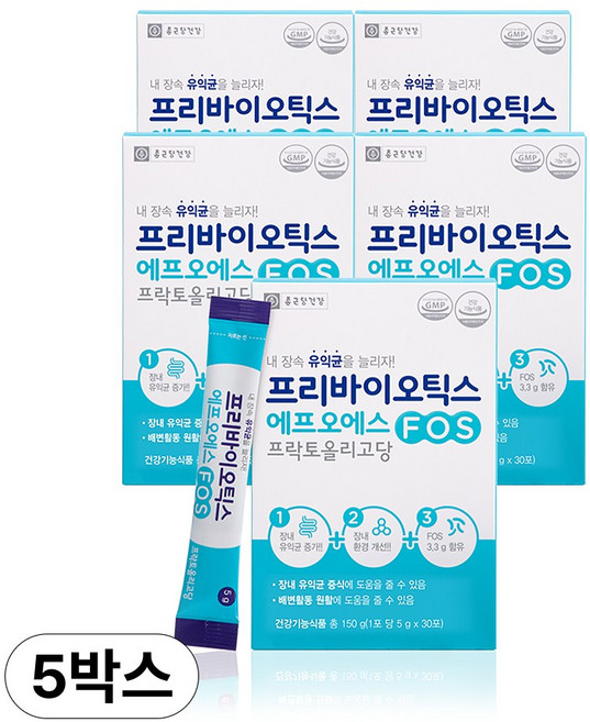 종근당건강 프리바이오틱스 에프오에스 유산균, 150g, 5개