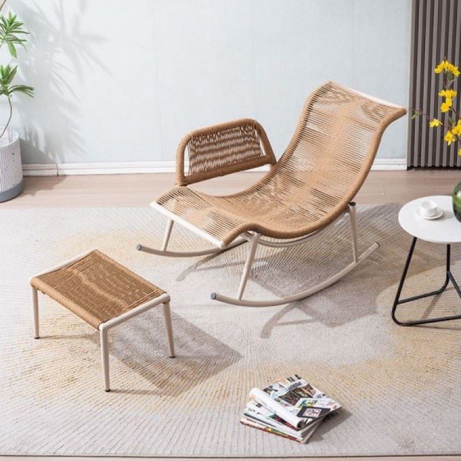 라탄 흔들의자 야외 1인용 안락의자 베란다 야외의자