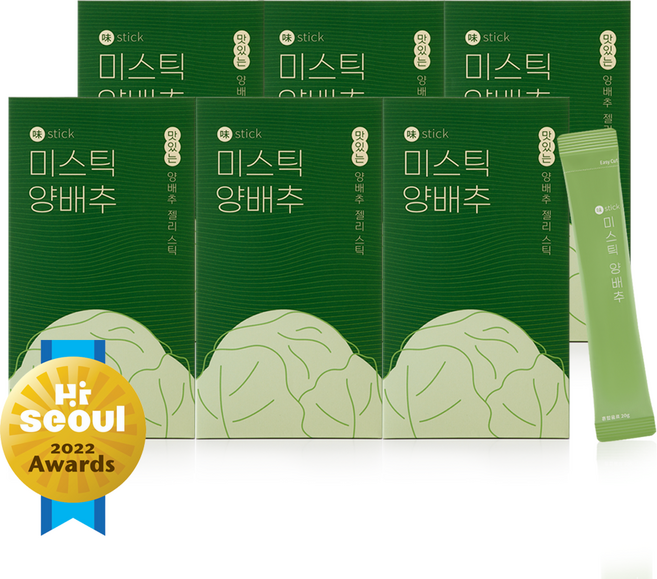 양배추 원액 35배 맛있는 위 건강 미스틱 양배추 젤리스틱, 200g, 6개