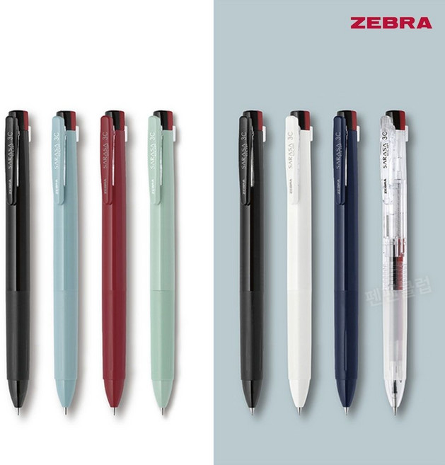제브라 사라사 클립 3색 볼펜 0.4mm new 3c 슬림펜, 미스크블루
